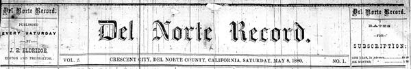 Masthead for the Del Norte Record newspaper