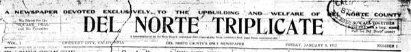 Masthead for the Del Norte Triplicate newspaper