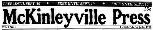 Masthead for the Mckinleyville Press newspaper