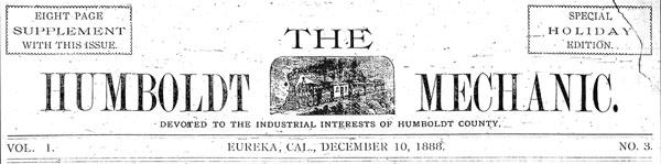 Masthead for the Humboldt Mechanic newspaper