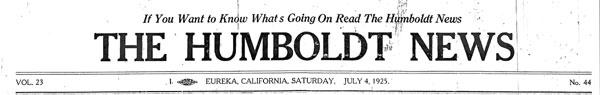 Masthead for the Humboldt News newspaper