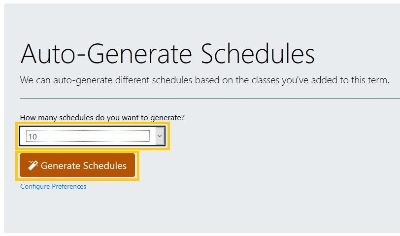 number of auto generated schedules to make