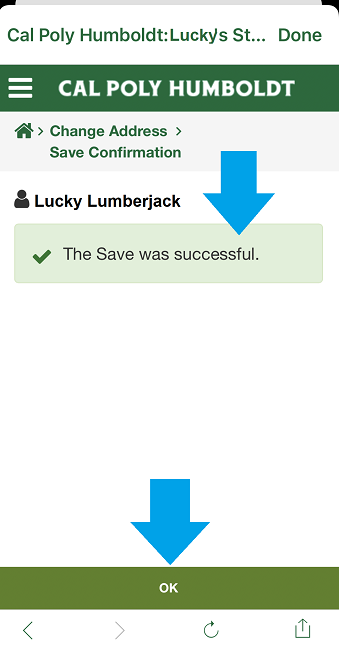save successful screen