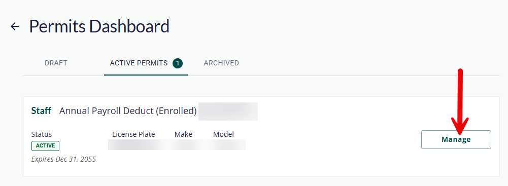 Manage Permit Button