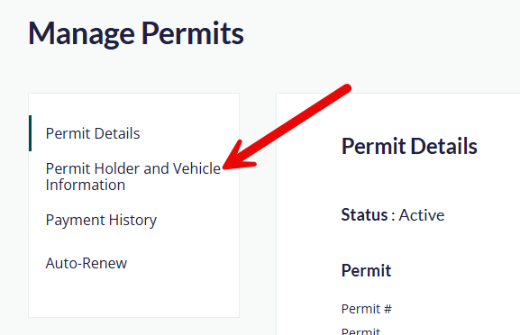 Permit Holder Information Button
