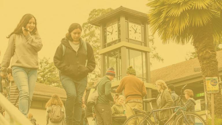 Quad clock tower with yellow filter