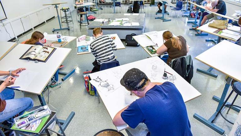 Students in Drawing Area