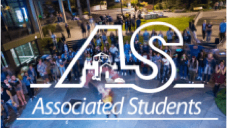 Associated Students logo superimposed over image of a crowd