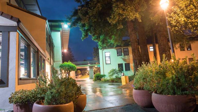 Outside of the depot at night