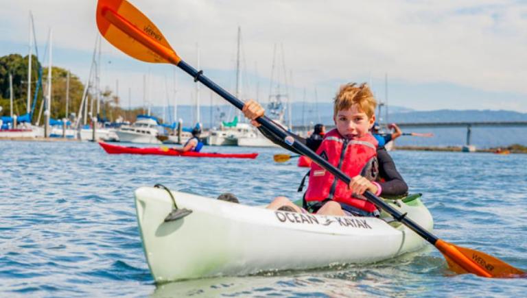 camper kayaking 