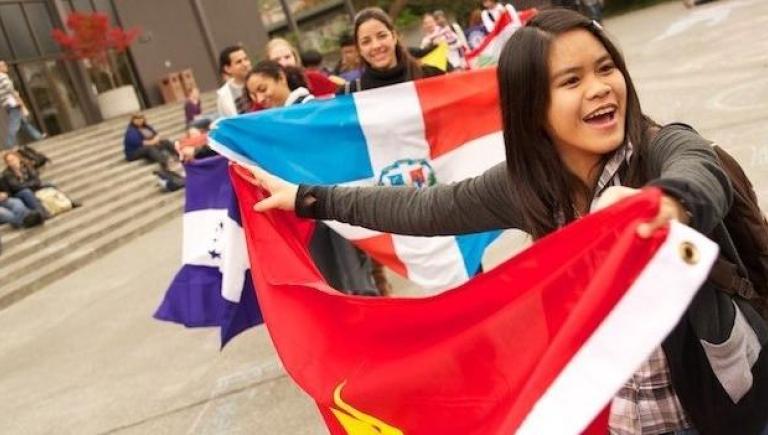 Student with Flag