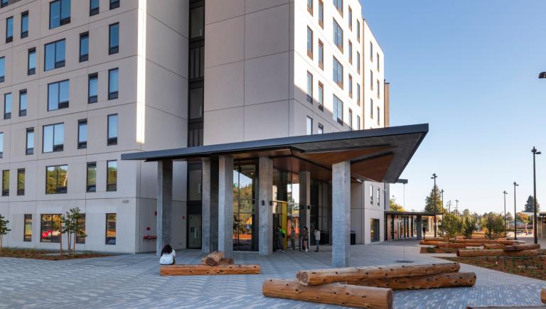 front of housing complex