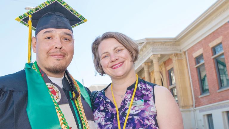 Graduating student with parent