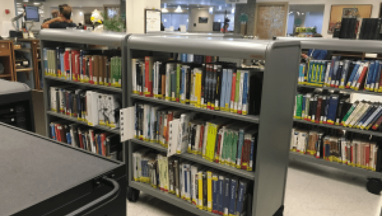 photo of Course Reserves shelves