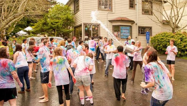 Students in tie dye