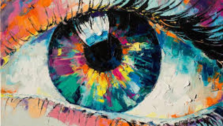 Colorful painting of a human eye 