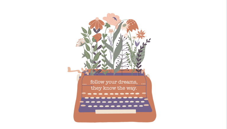 Typewriter w/ flowers