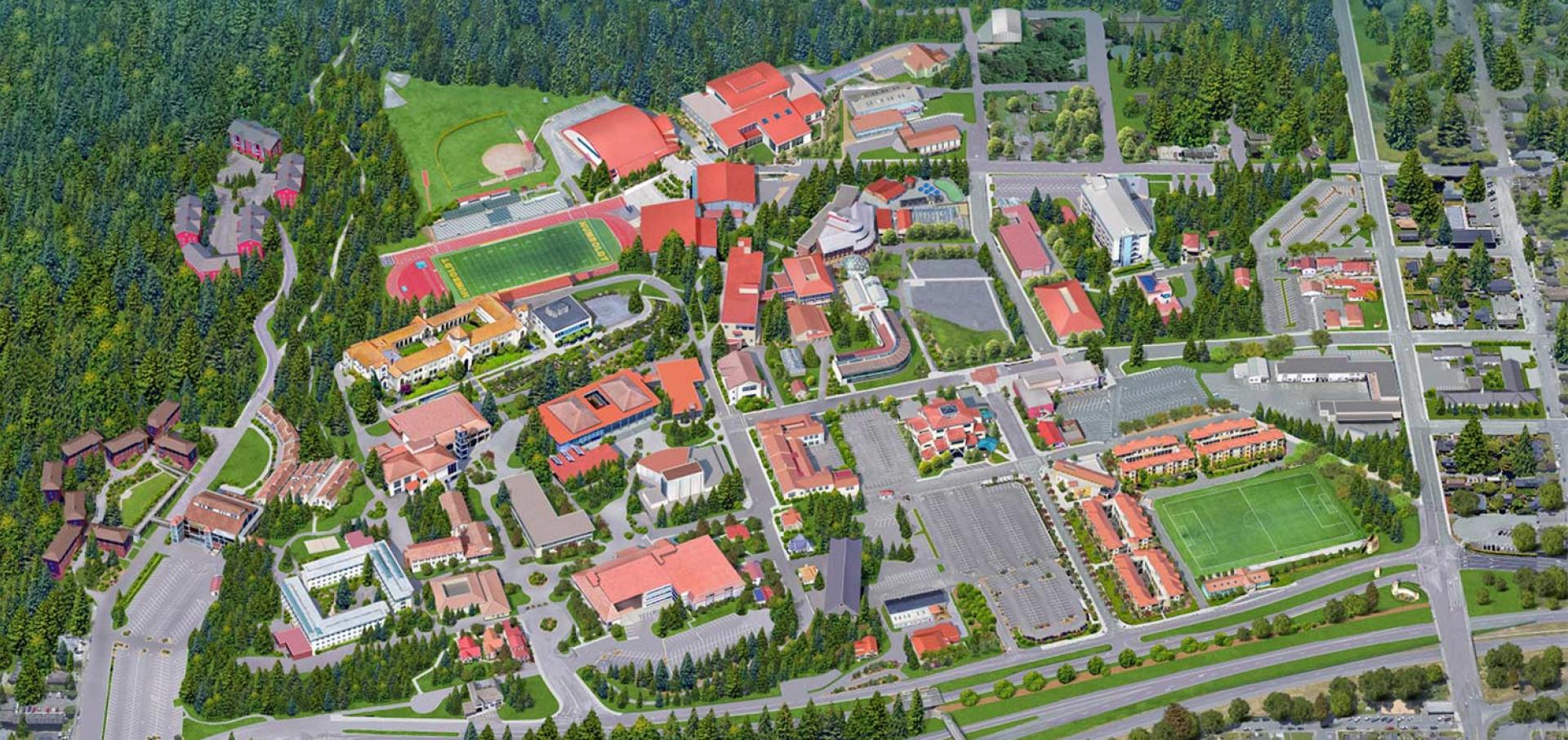 Illustrated map of Cal Poly Humboldt