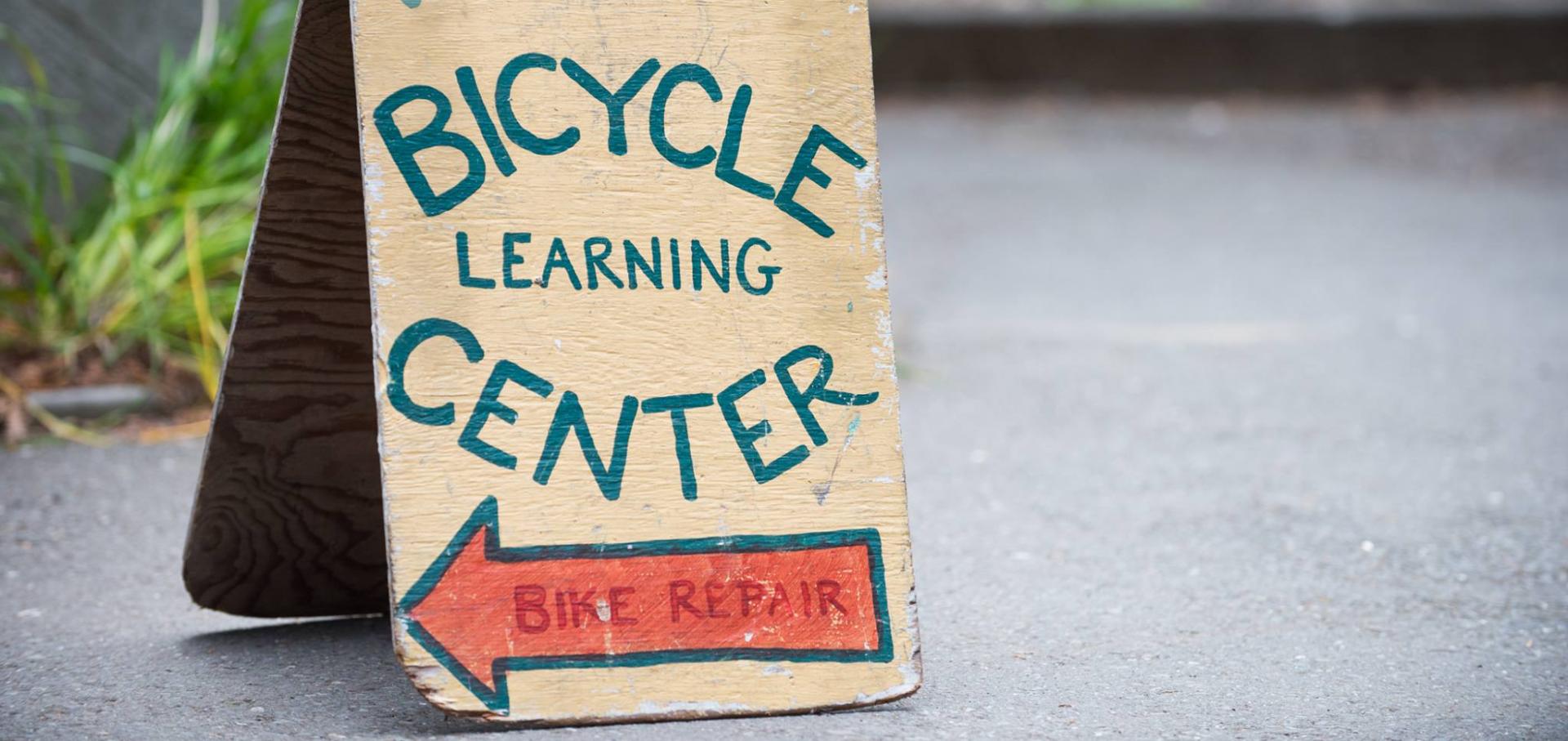 Photo of the Bicycle Learning Center shop sign