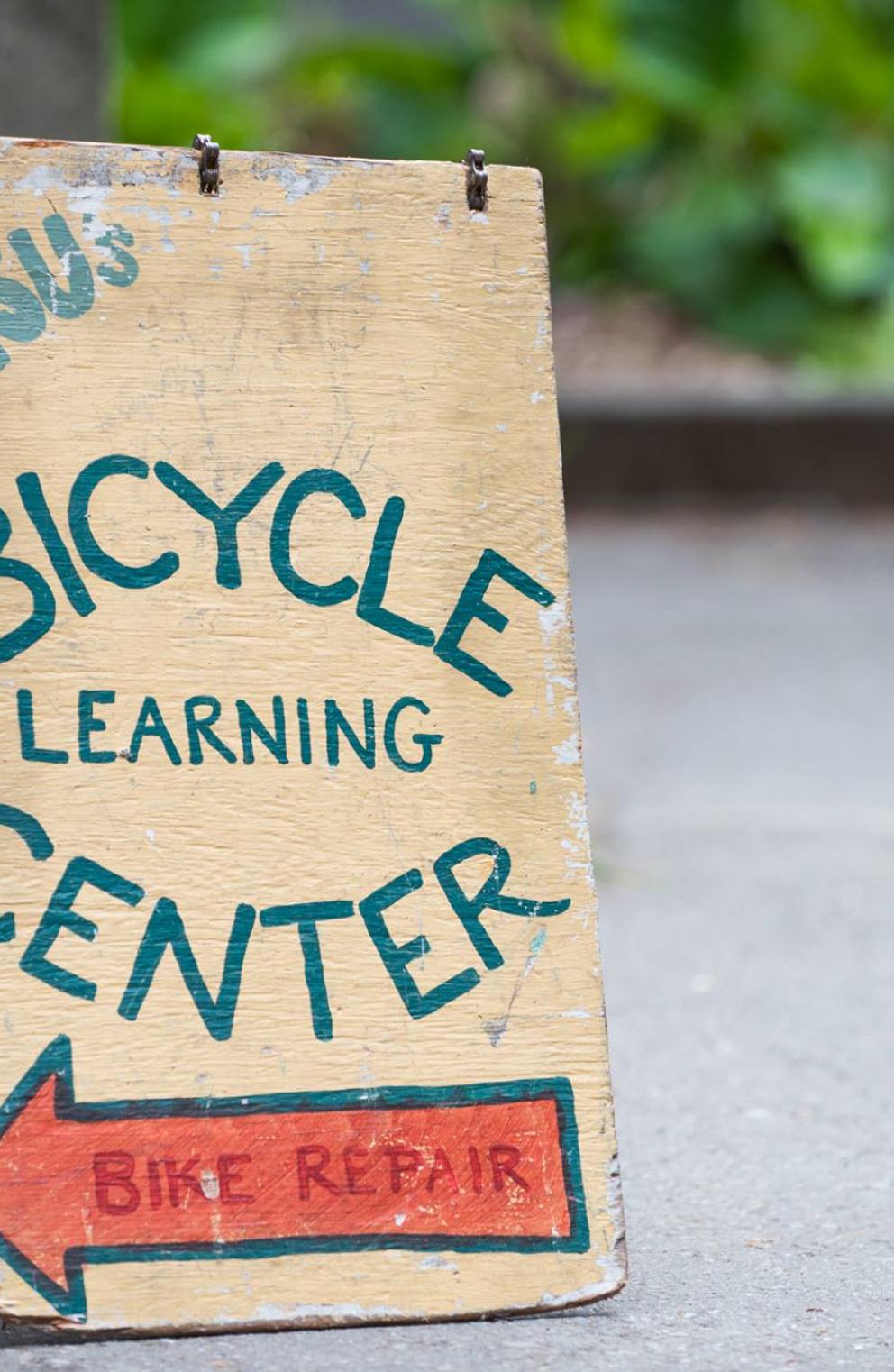 Photo of the Bicycle Learning Center shop sign