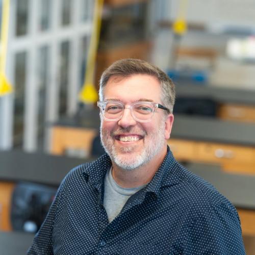 Paul Bordeau portrait in science laboratory classroom