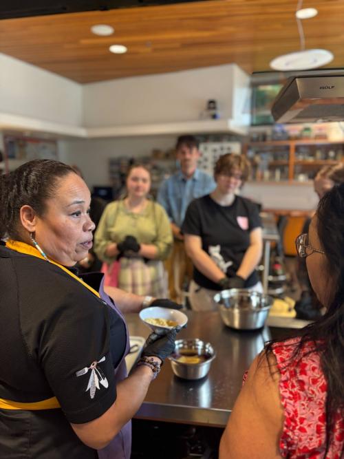 Picture of Chef Crystal Wahpepah in the Food Sovereignty Lab