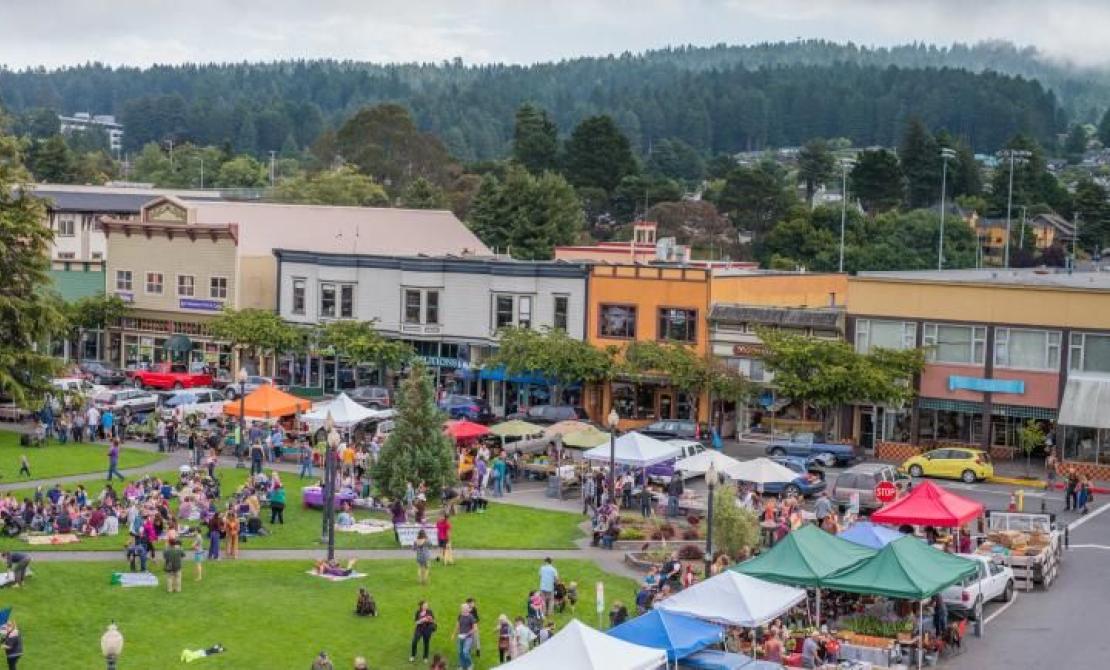 The Arcata Plaza during a Farmers' Market