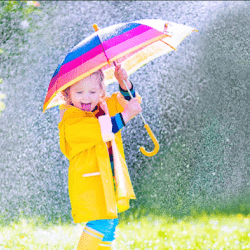 kid in rain coat