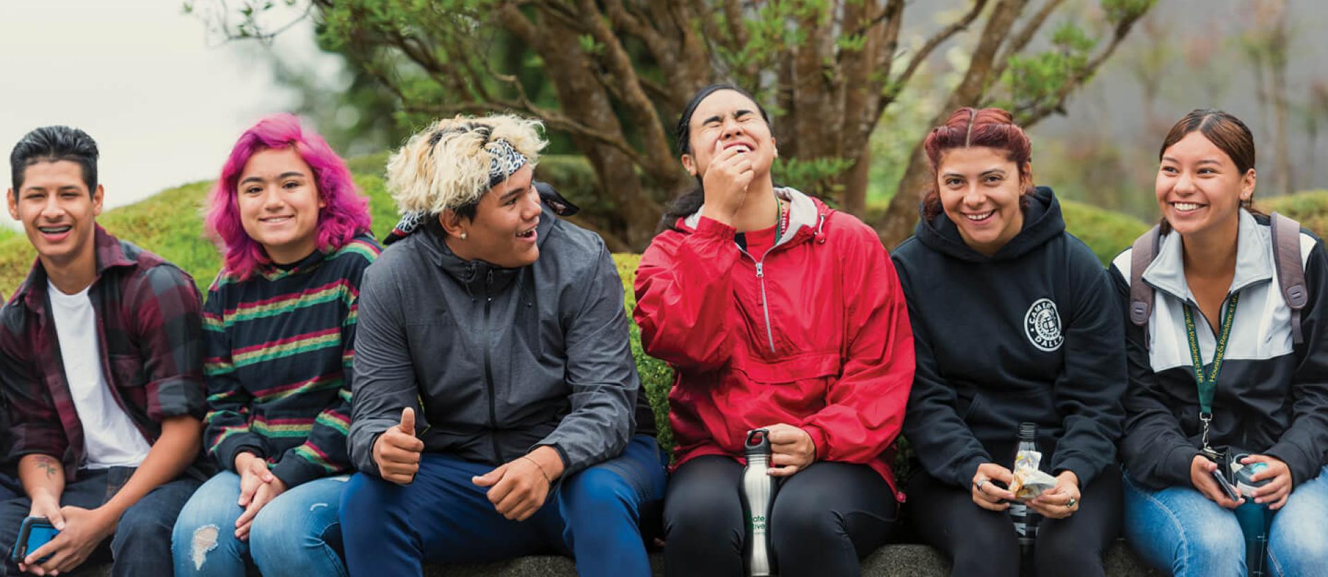 Students laughing outside