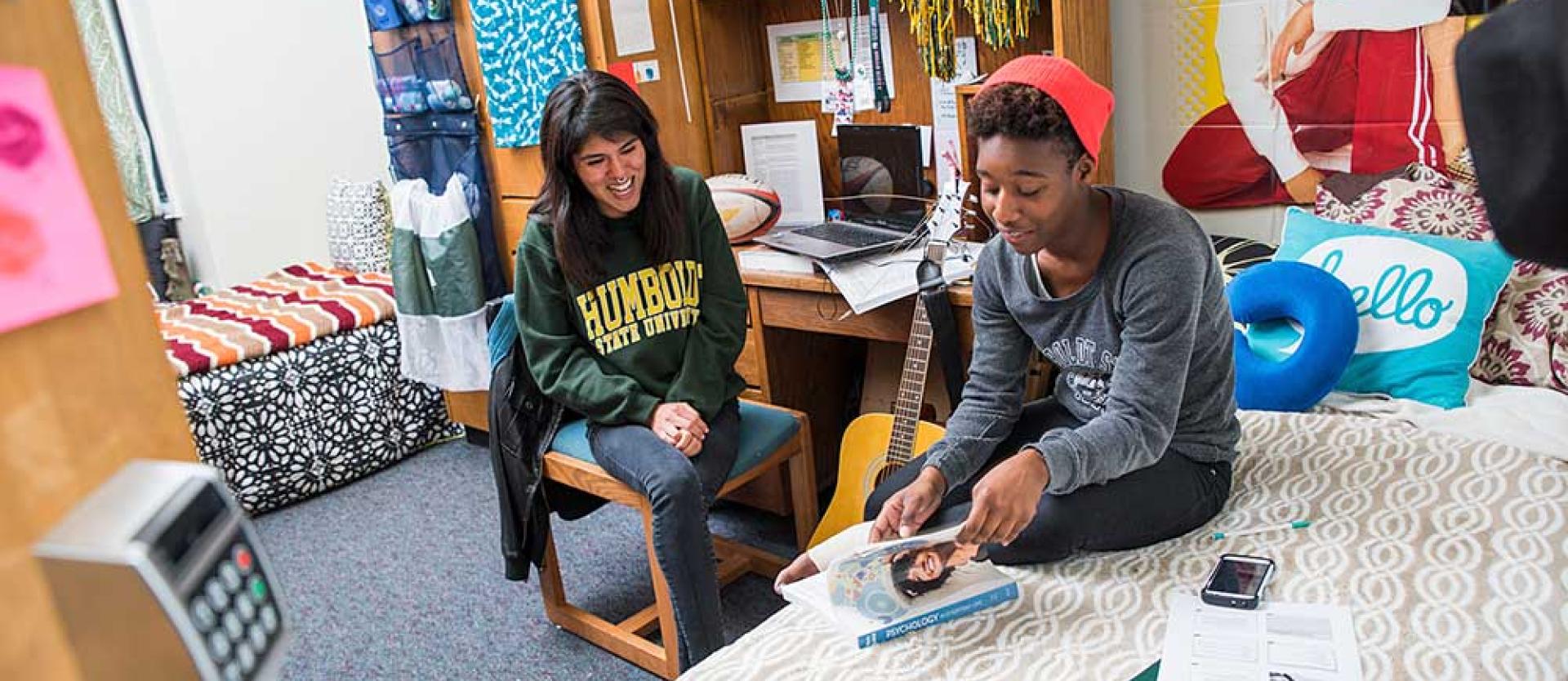 Students studying in Cypress residence hall.