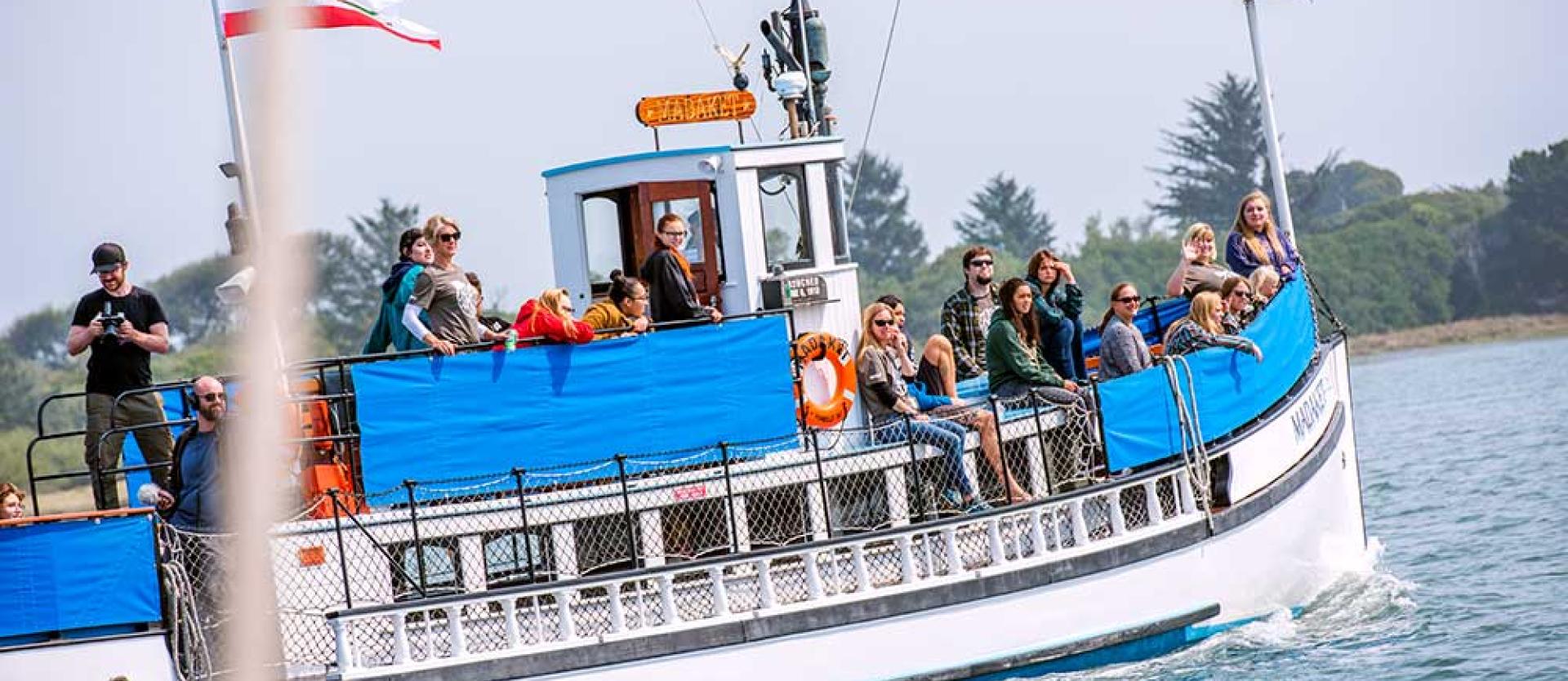 Global Humboldt students tour Humboldt Bay on the Madaket