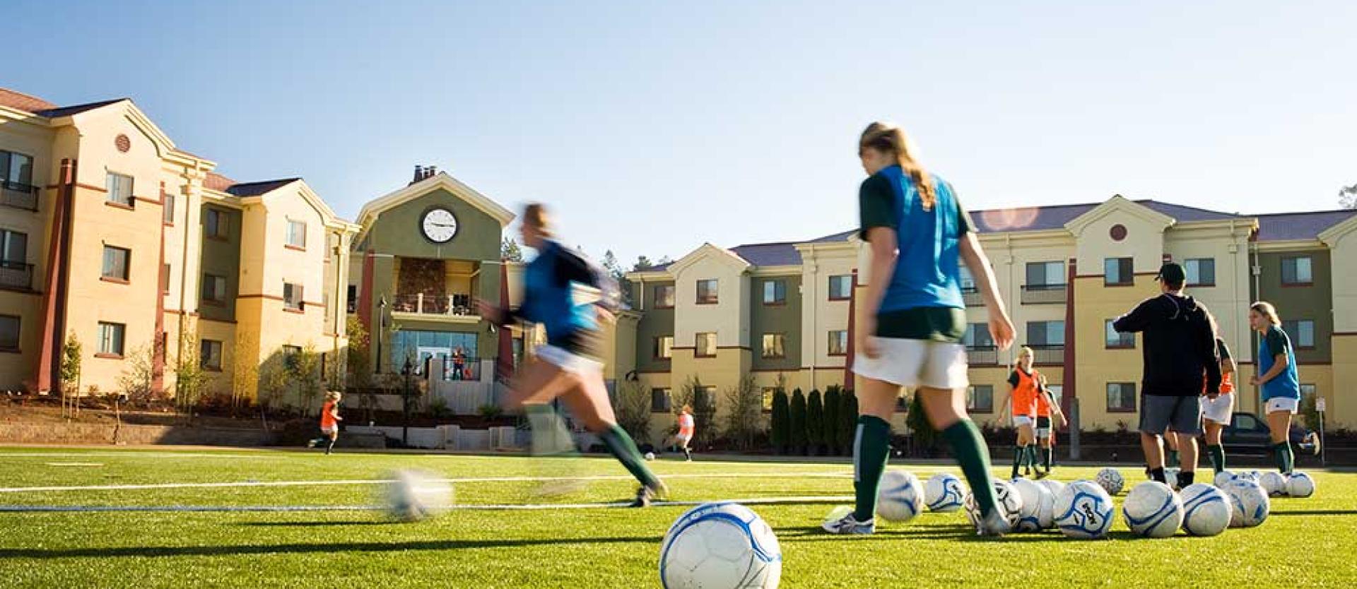 Women's soccer practice at College Creek Field