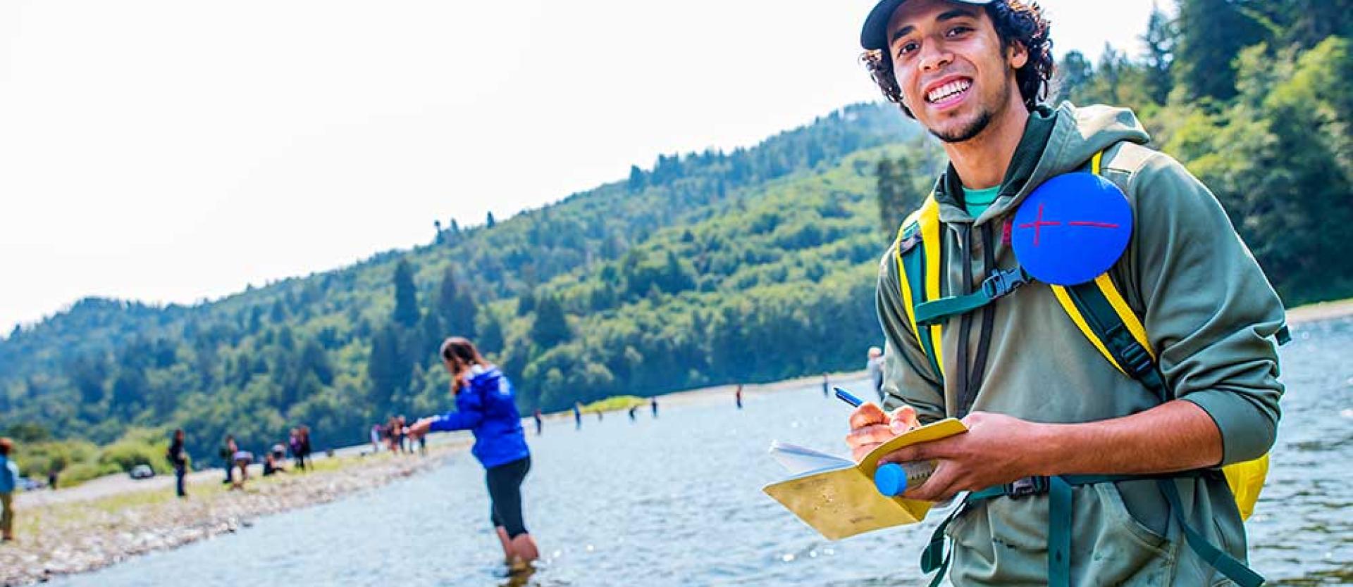 Klamath Connection Learning community students collect water samples on the Klamath