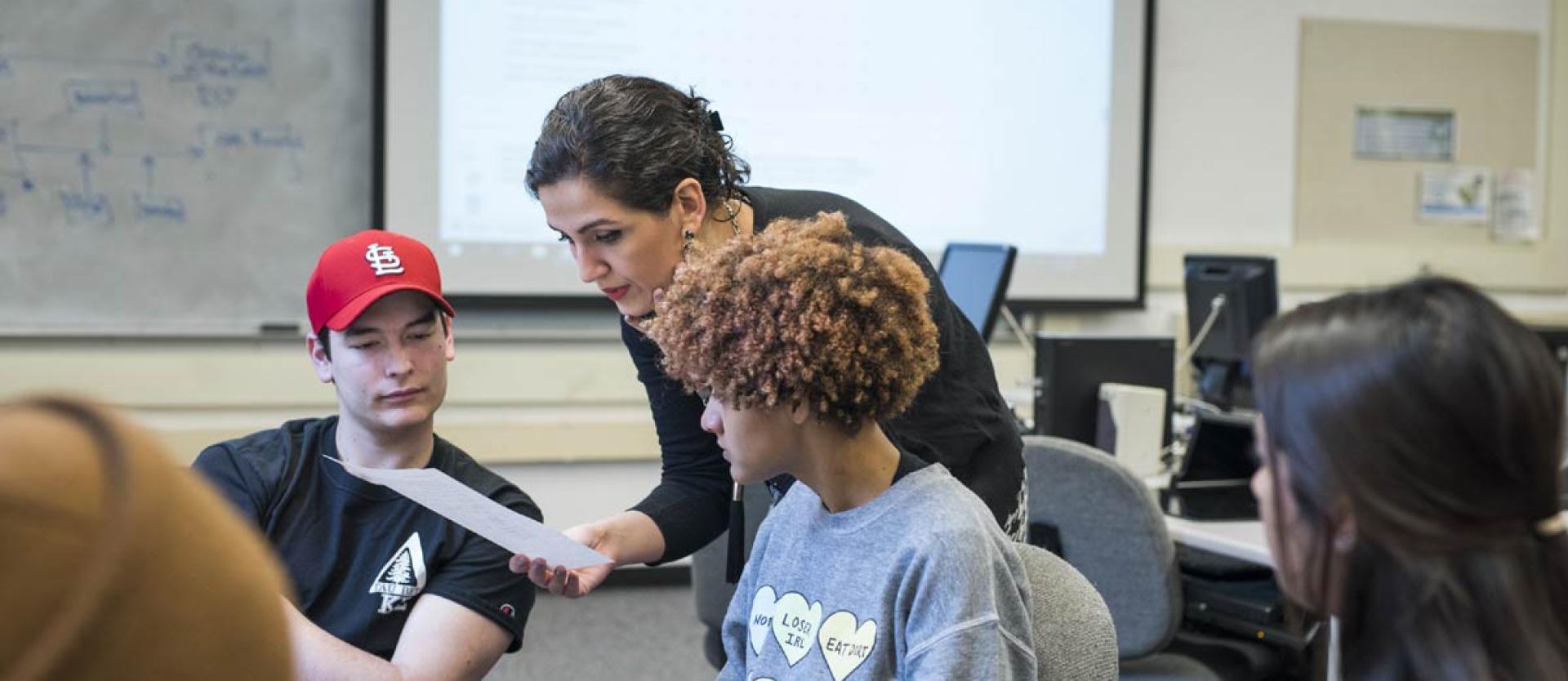 Students attending class