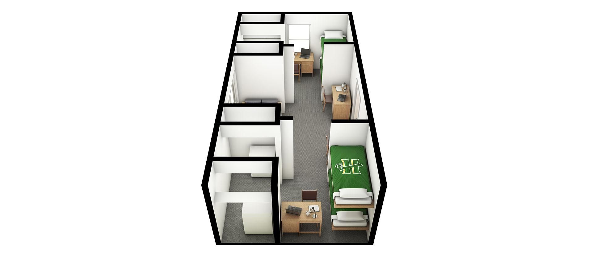 Canyon Double Bunk Bed End Suite Floor Plan