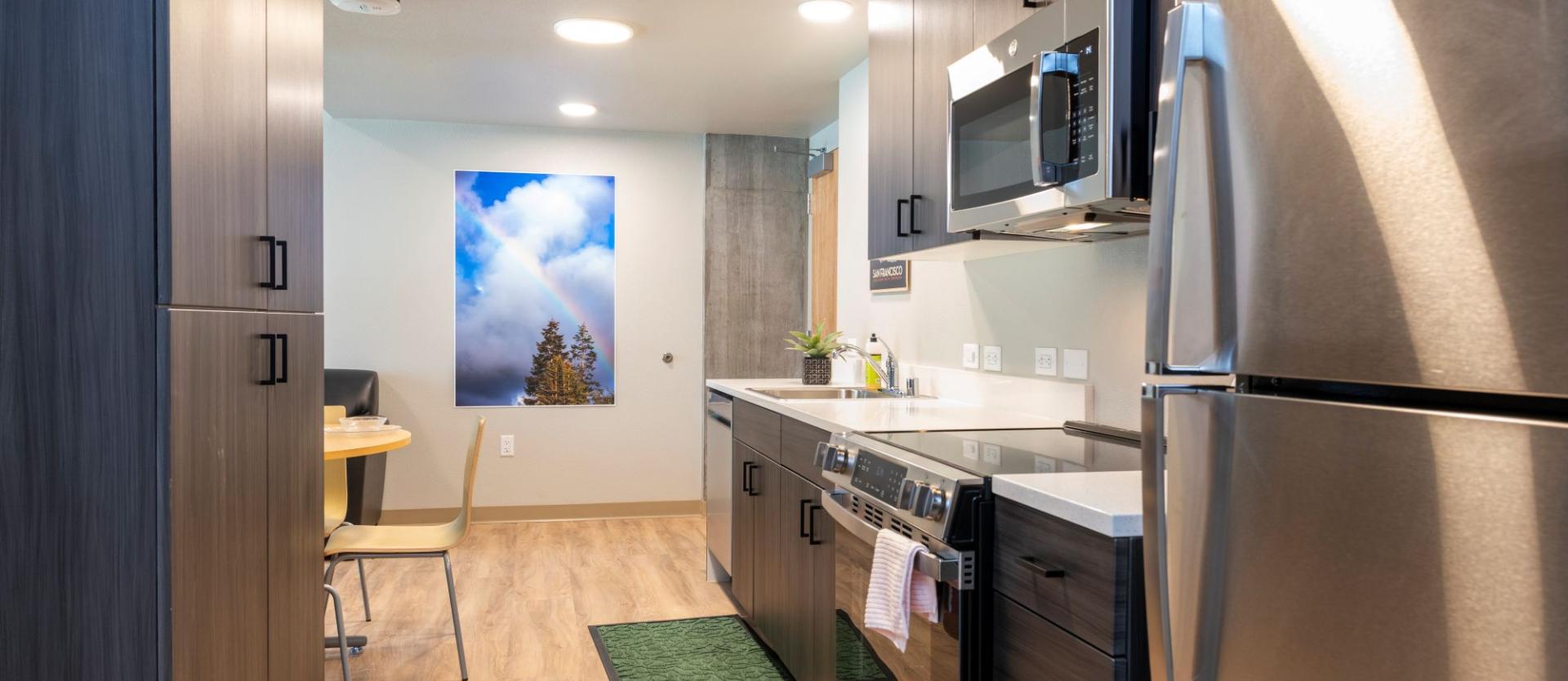kitchen area in residence hall