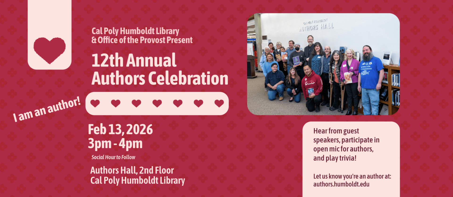 12th Annual Authors Celebration February 13, 2026 at 3pm