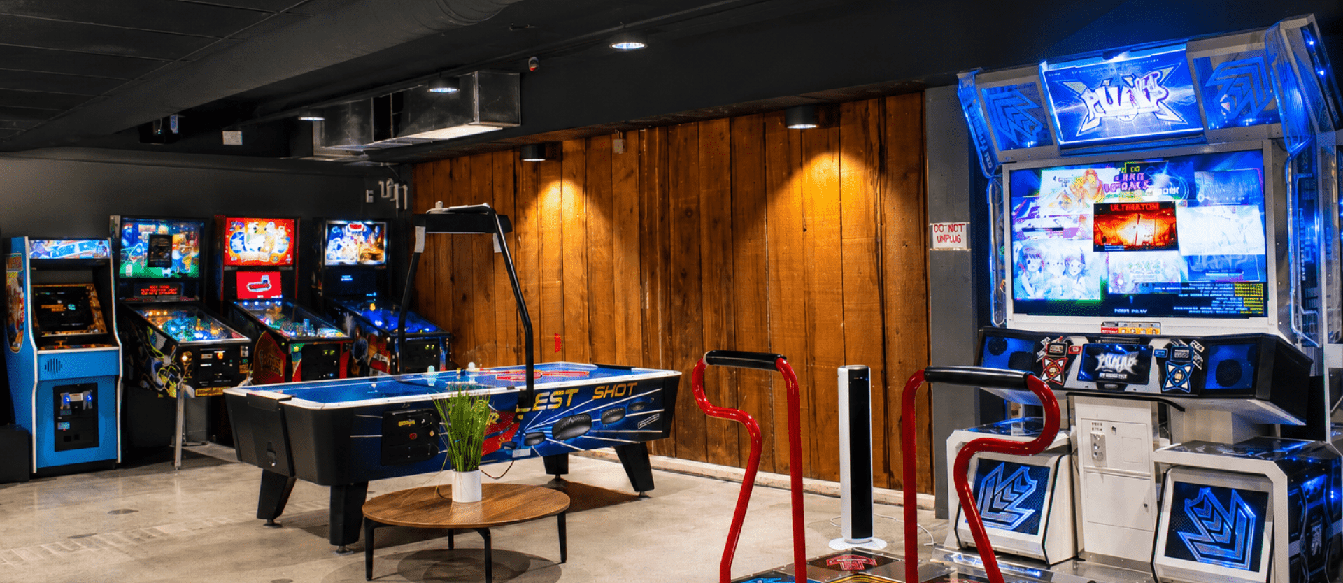 Arcade with new pinball machines