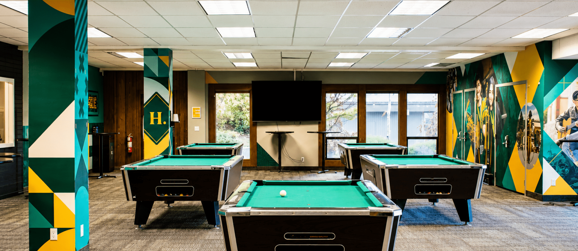 five billiard tables in GSAC south lounge
