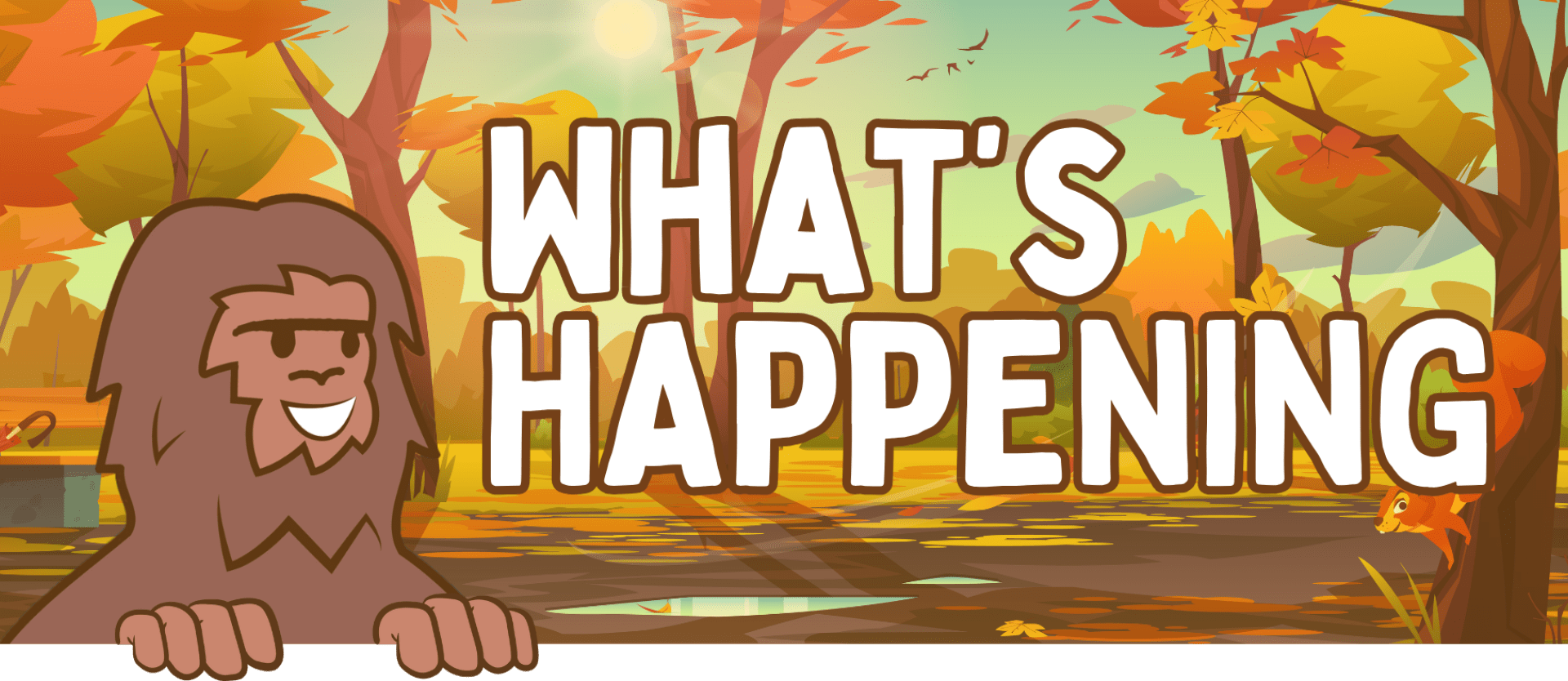 What's Happening with SMC's Bigfoot mascot, in a fall background.