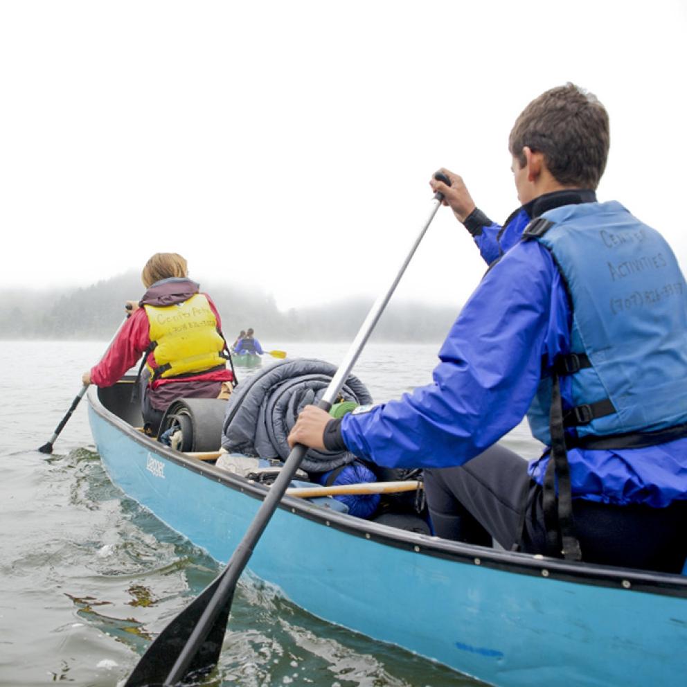 Students canoeing