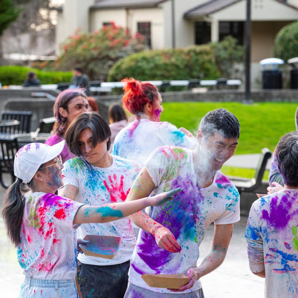 Students had fun at Holi.