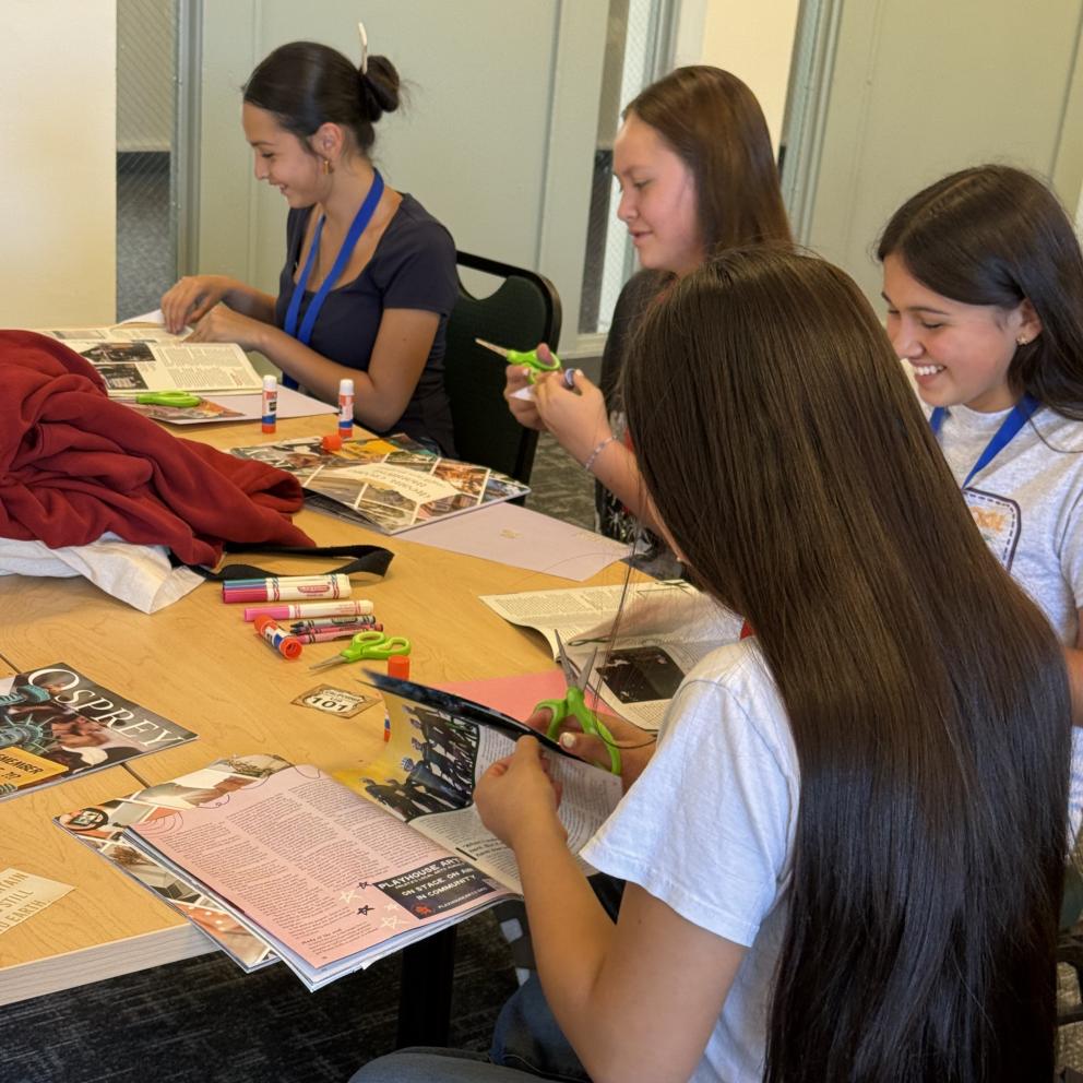 hoopa students working on vision boards of their future