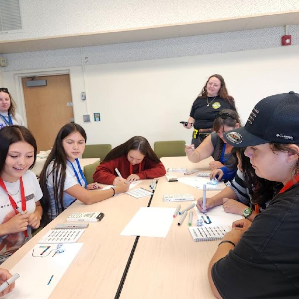 Hoopa students learning about robotics