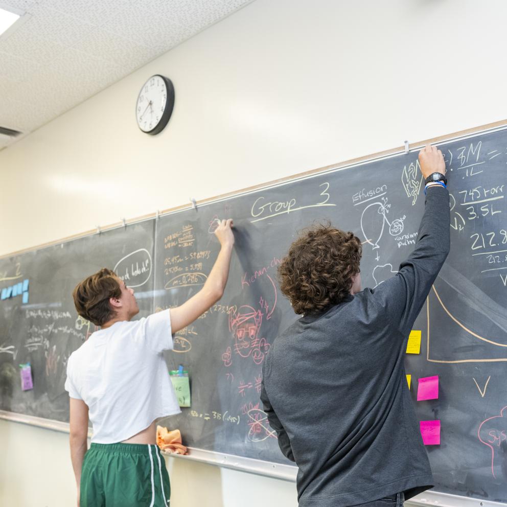 SI Students working at chalk board