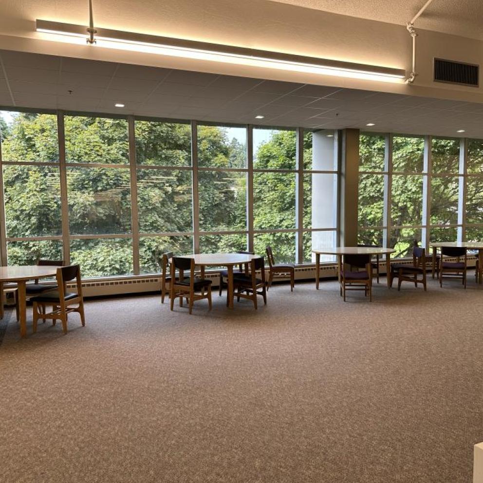 image of group study area on 2nd floor of library