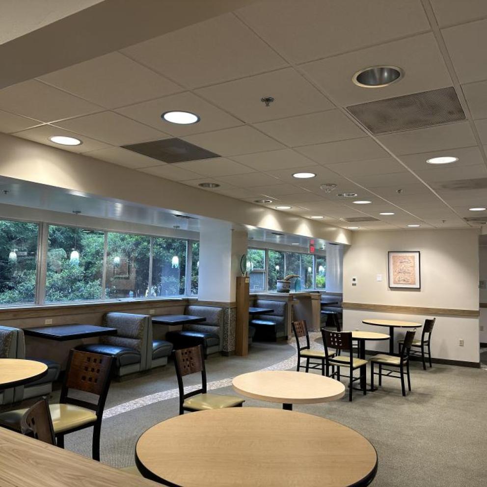 image of group study area in library cafe