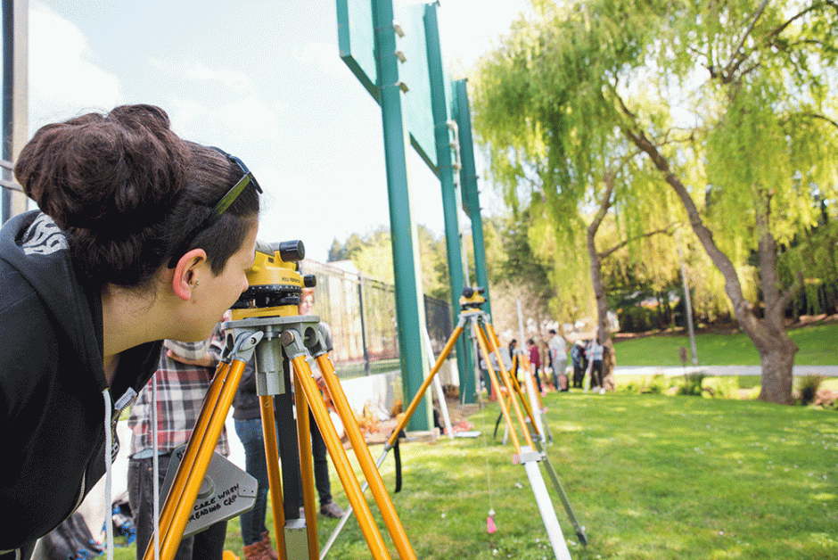 HSU students collect topographical data to model the landscape.