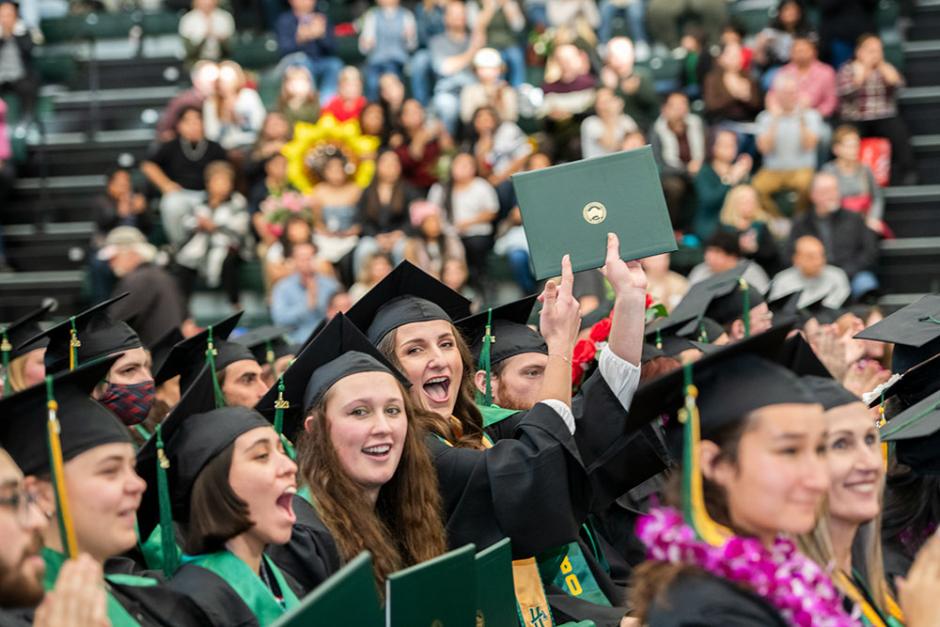 Students celebrate at commencement.