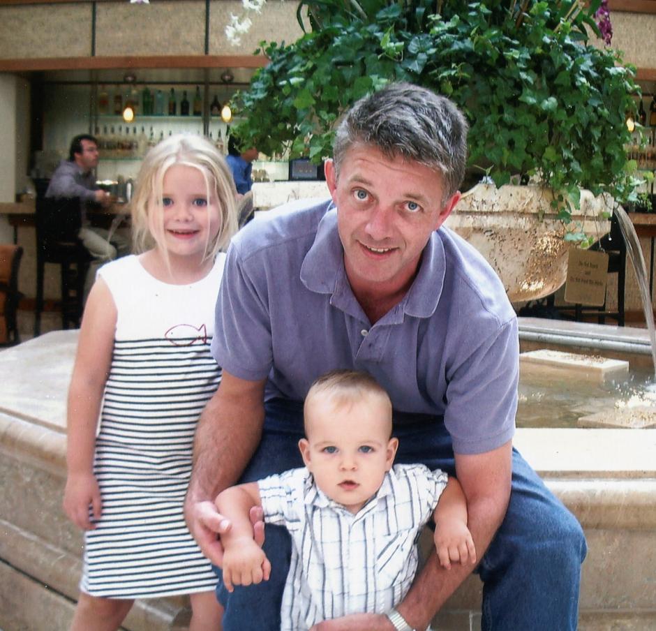 Laurence White with his children, Sophie and Liam. 